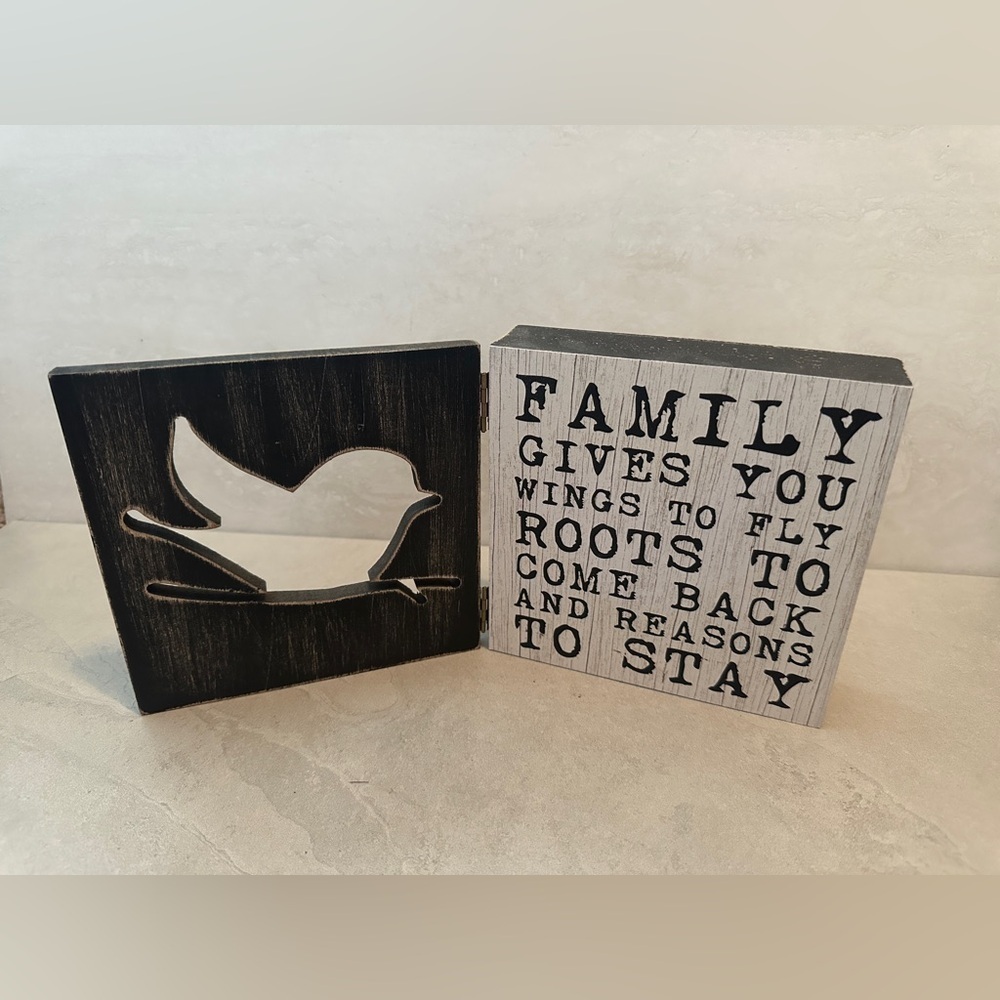 Bird Decor Wooden Wall Sign Book Family Gives You Wings To Fly Youngs Inc